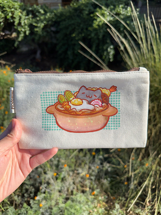 Udon Hotpot Cat Cotton Pouch  - Medium