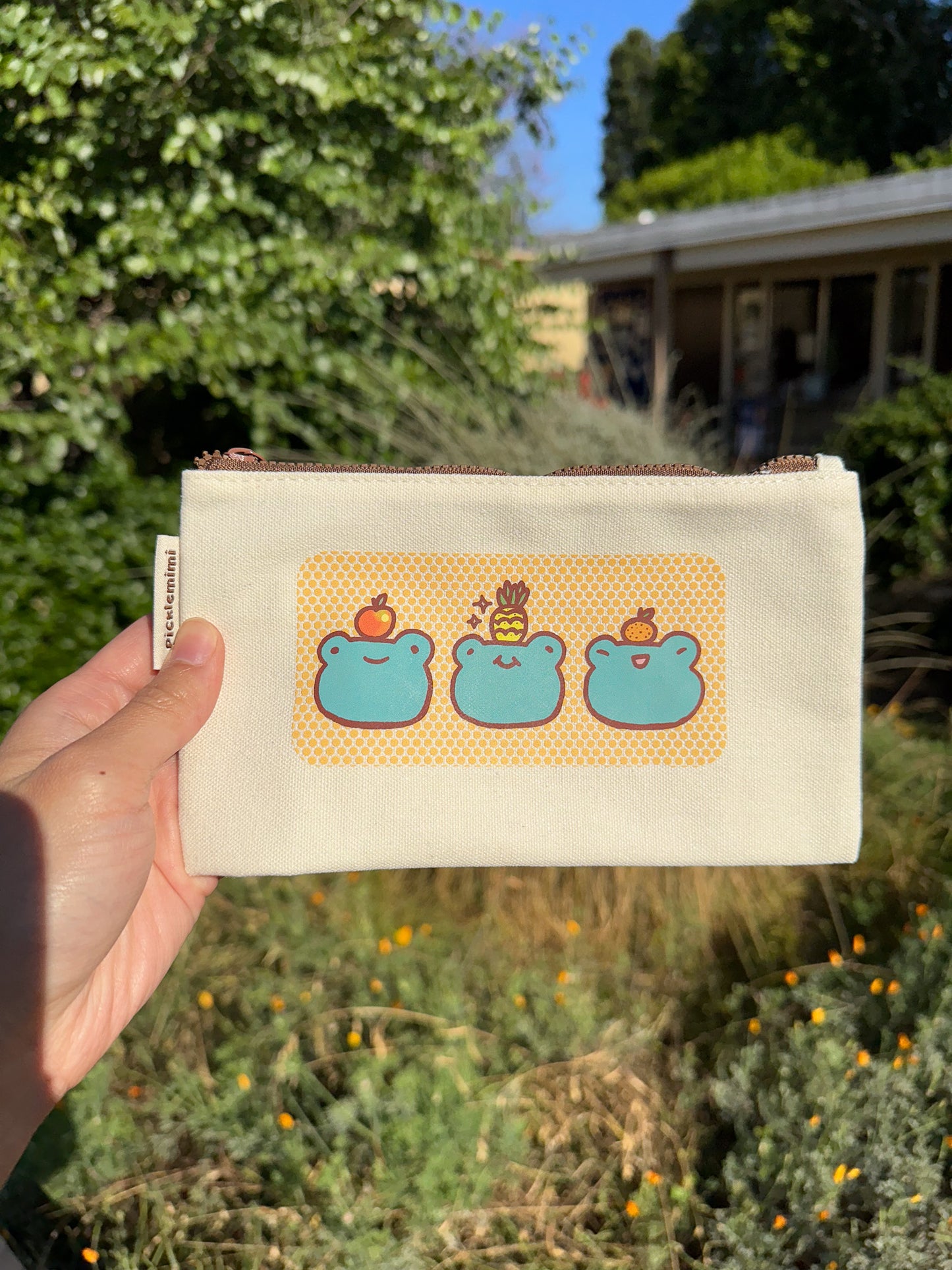 Fruit Frogs Cotton Pouch - Medium