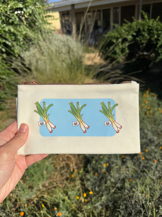 Green Onion Cotton Pouch  - Medium