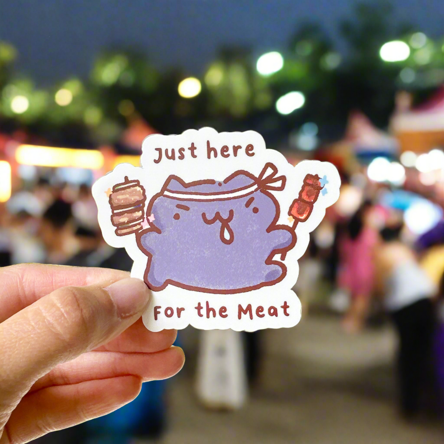 Just Here for the Meat Cat Vinyl Sticker