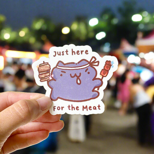 Just Here for the Meat Cat Vinyl Sticker