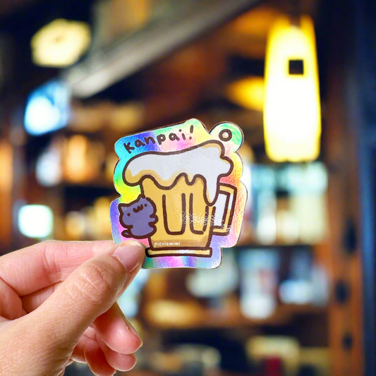 Beer Kanpai Cat Vinyl Sticker
