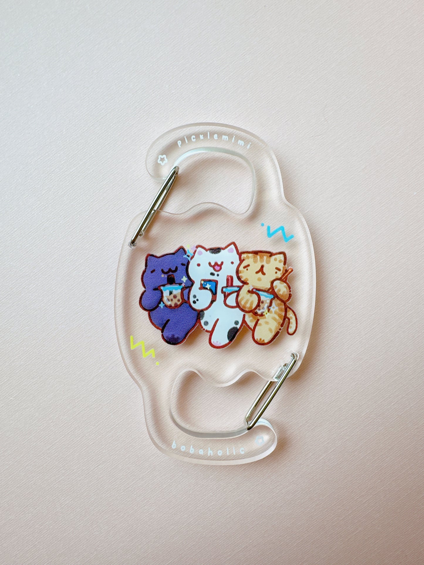 Boba Cat Friends Carabiner Clips