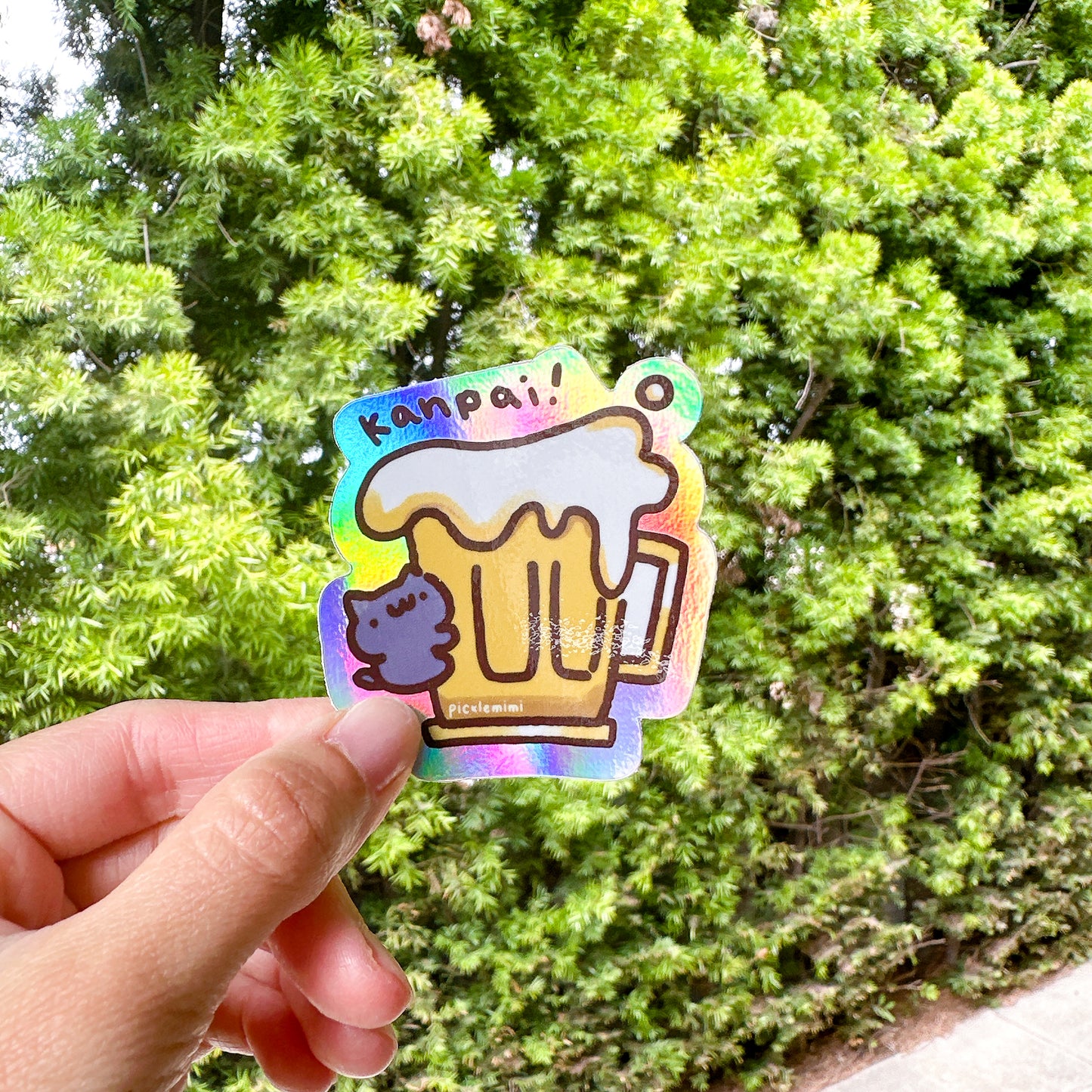 Beer Kanpai Cat Vinyl Sticker
