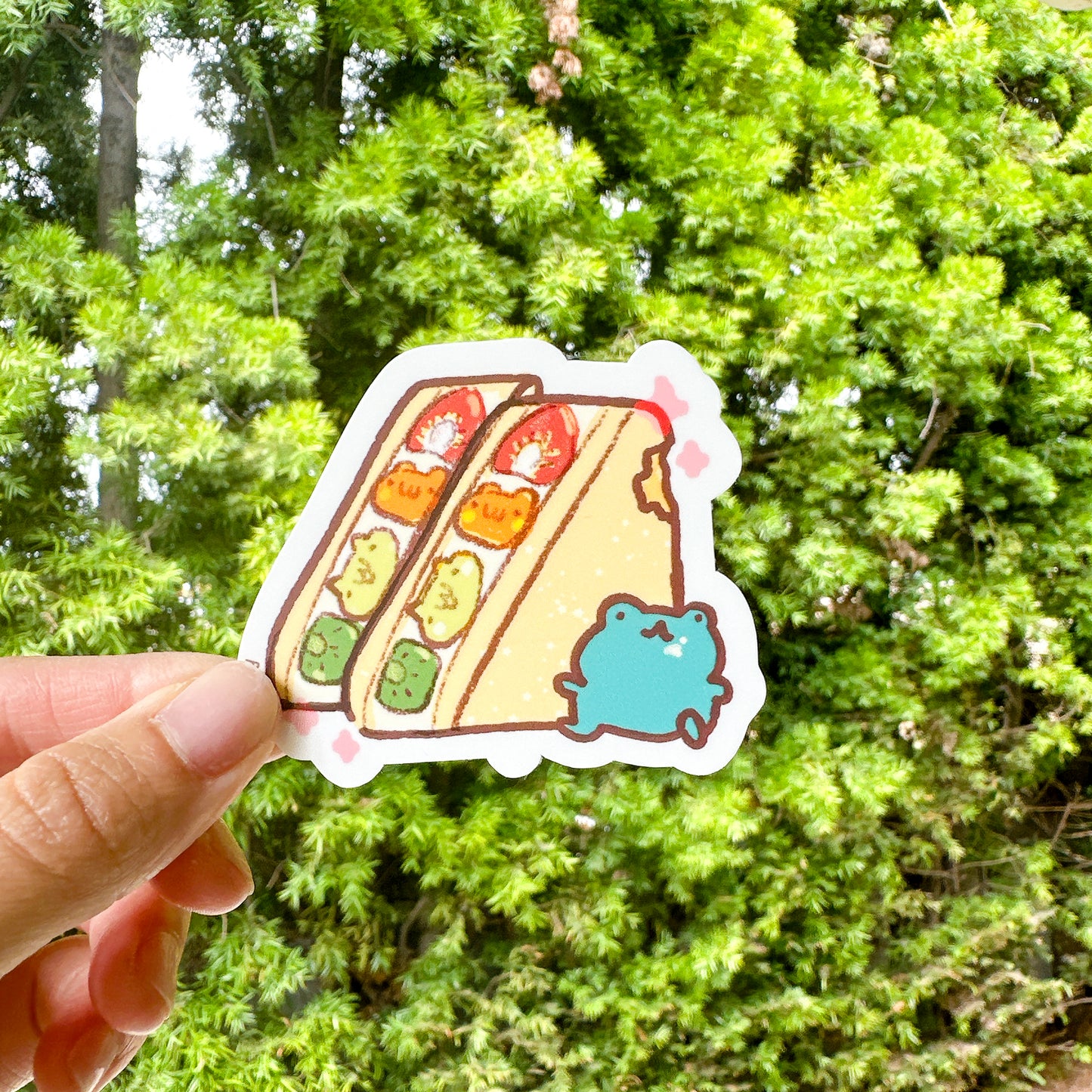 Fruit Sandwich Frog Vinyl Sticker