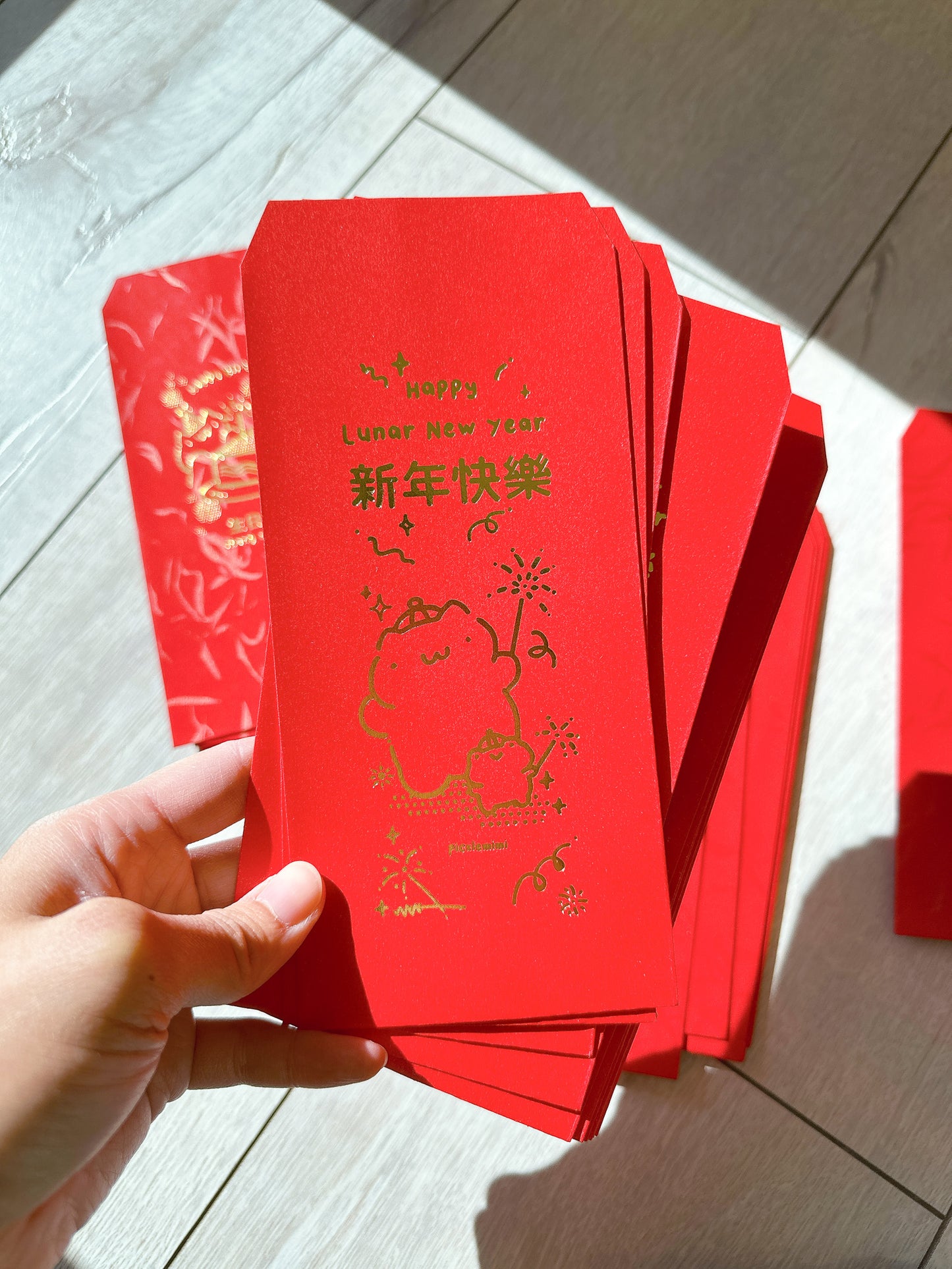 LNY Cute Frog and Cat New Year Gold Foil Red Envelopes Pack