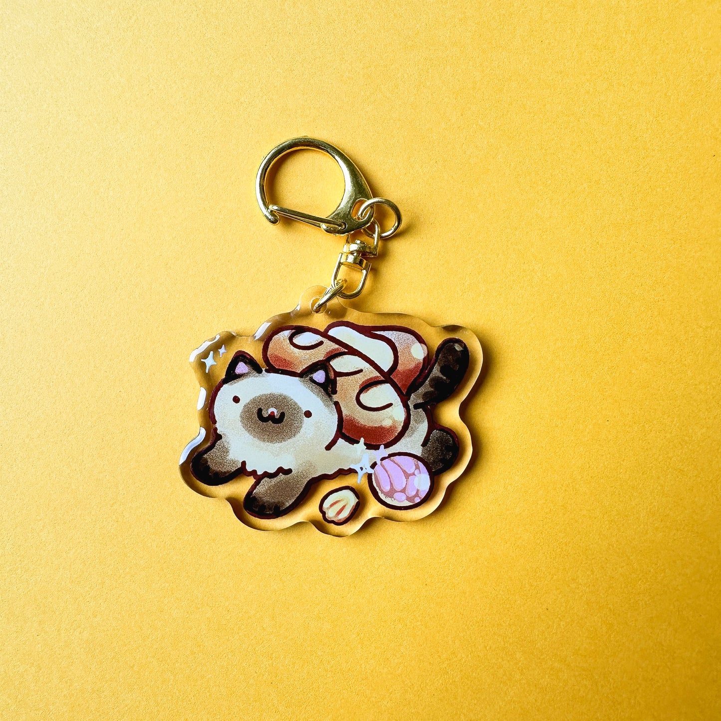Bread Siamese Cat Acrylic Keychain