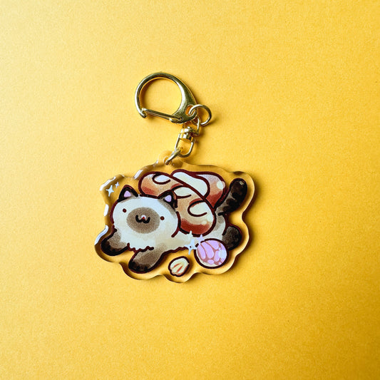 Bread Siamese Cat Acrylic Keychain