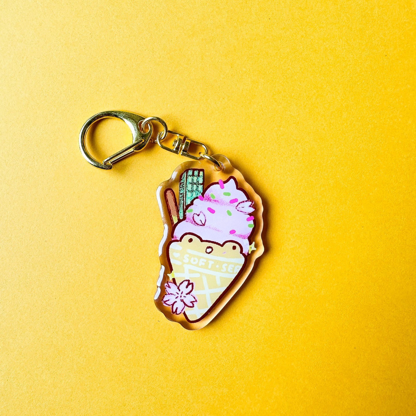 Cherry Blossom Ice Cream Acrylic Keychain