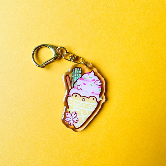 Cherry Blossom Ice Cream Acrylic Keychain