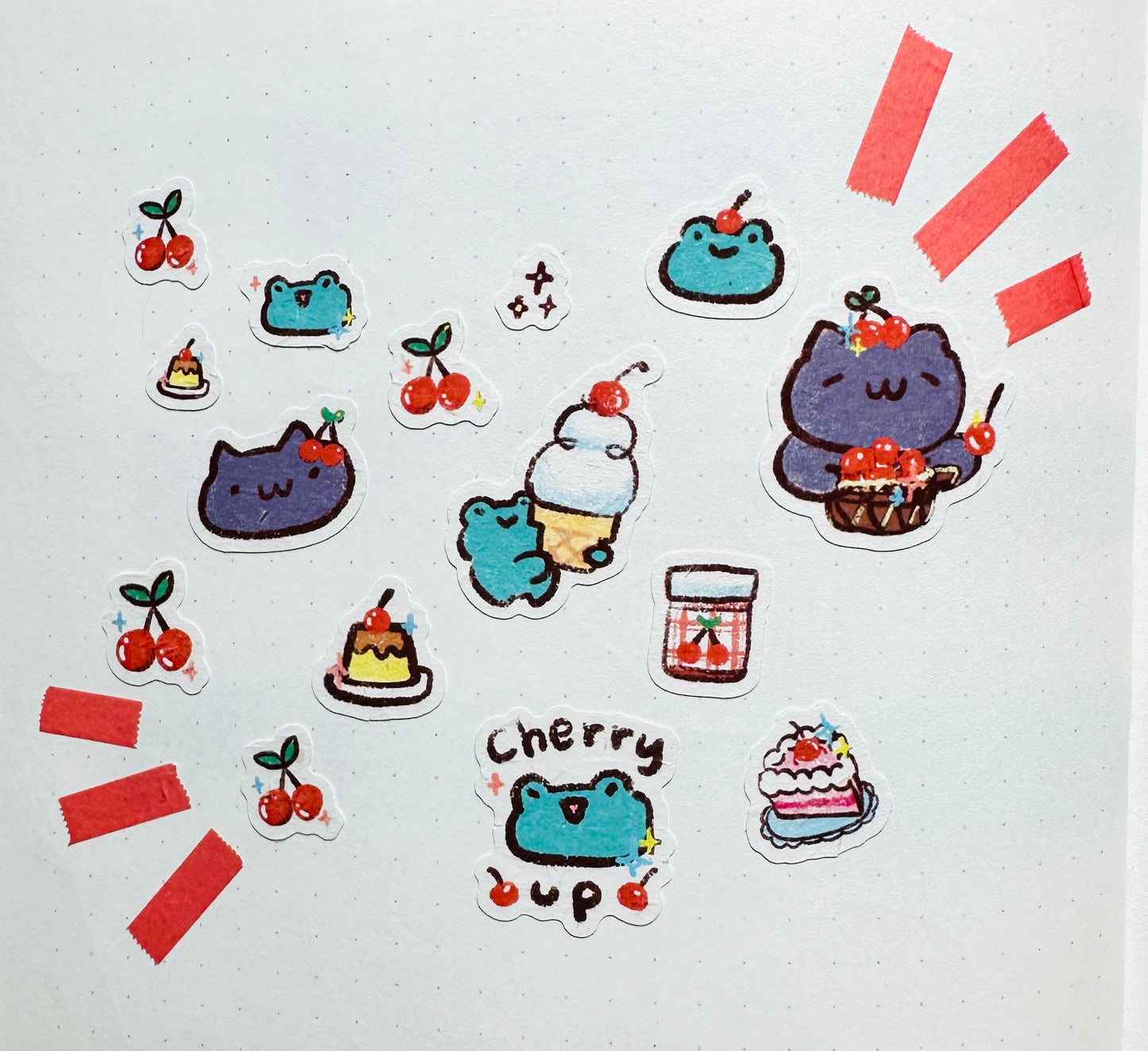 Cherry Season Mini Sticker Sheet- Textured