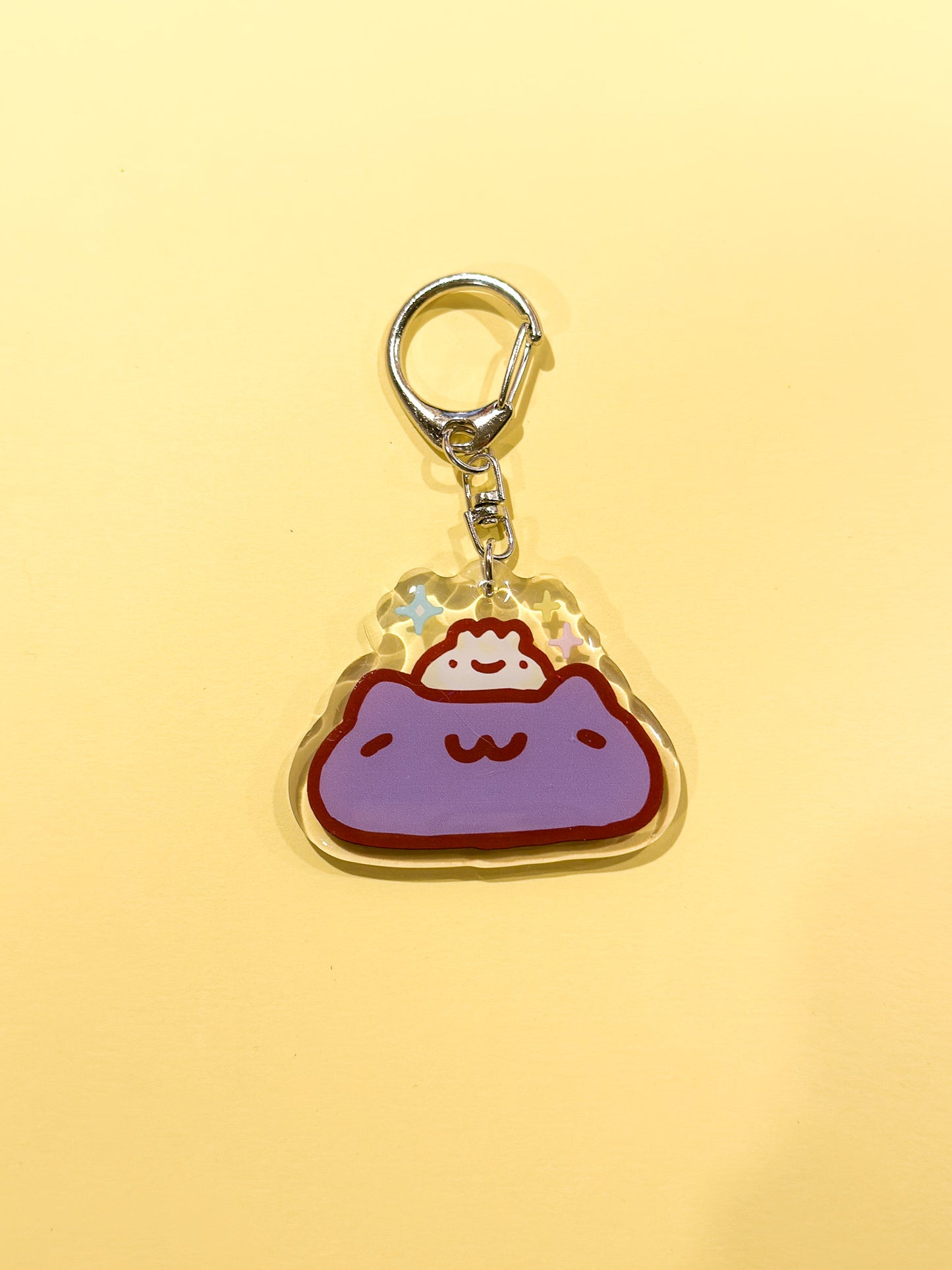 cute cat with steam bun in keychain design