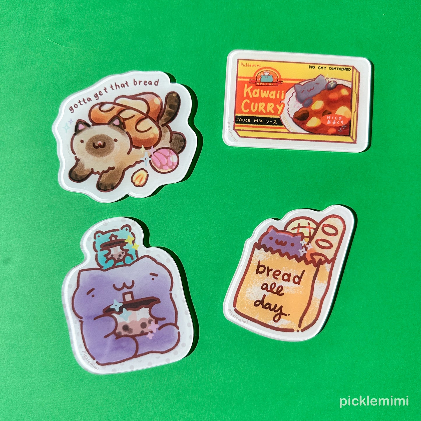 Bread All Day Cat- Acrylic Frig Magnet