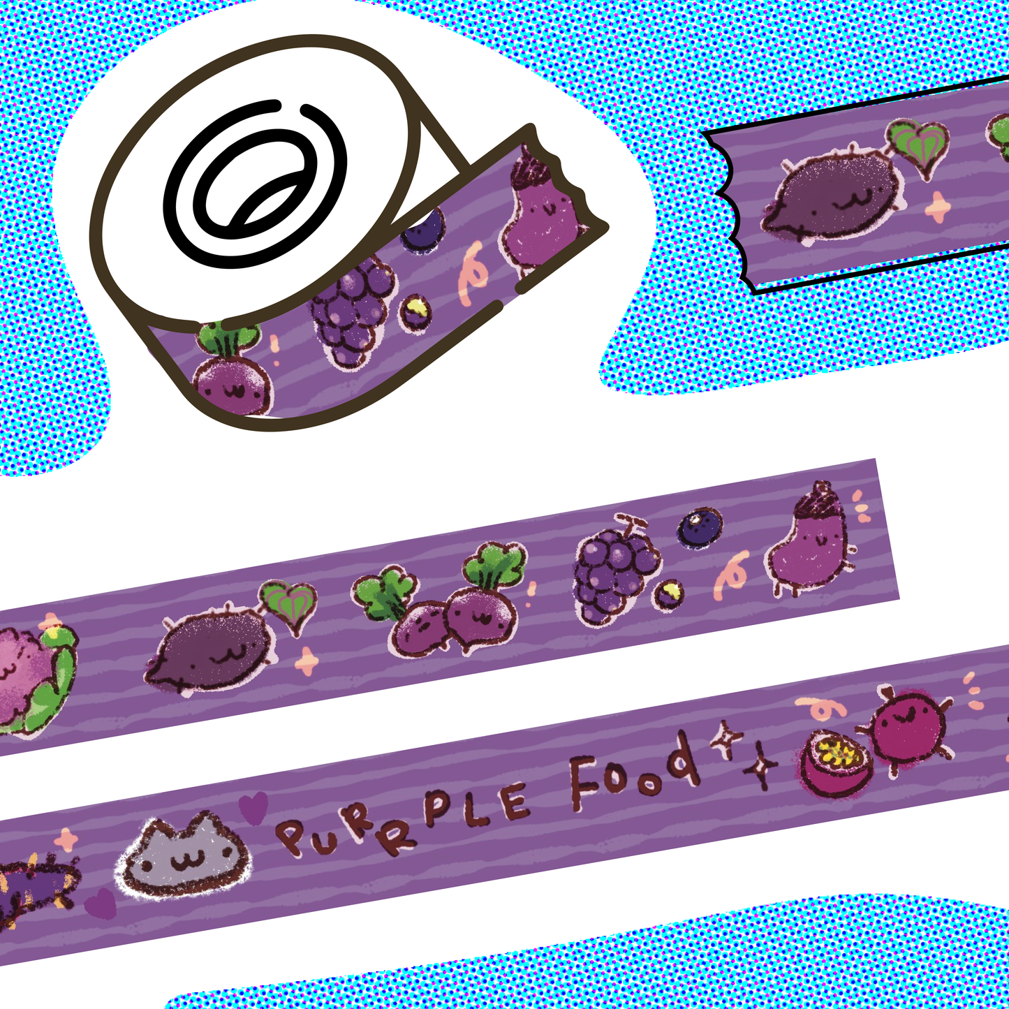 Purple Food Washi Tape - 15mm