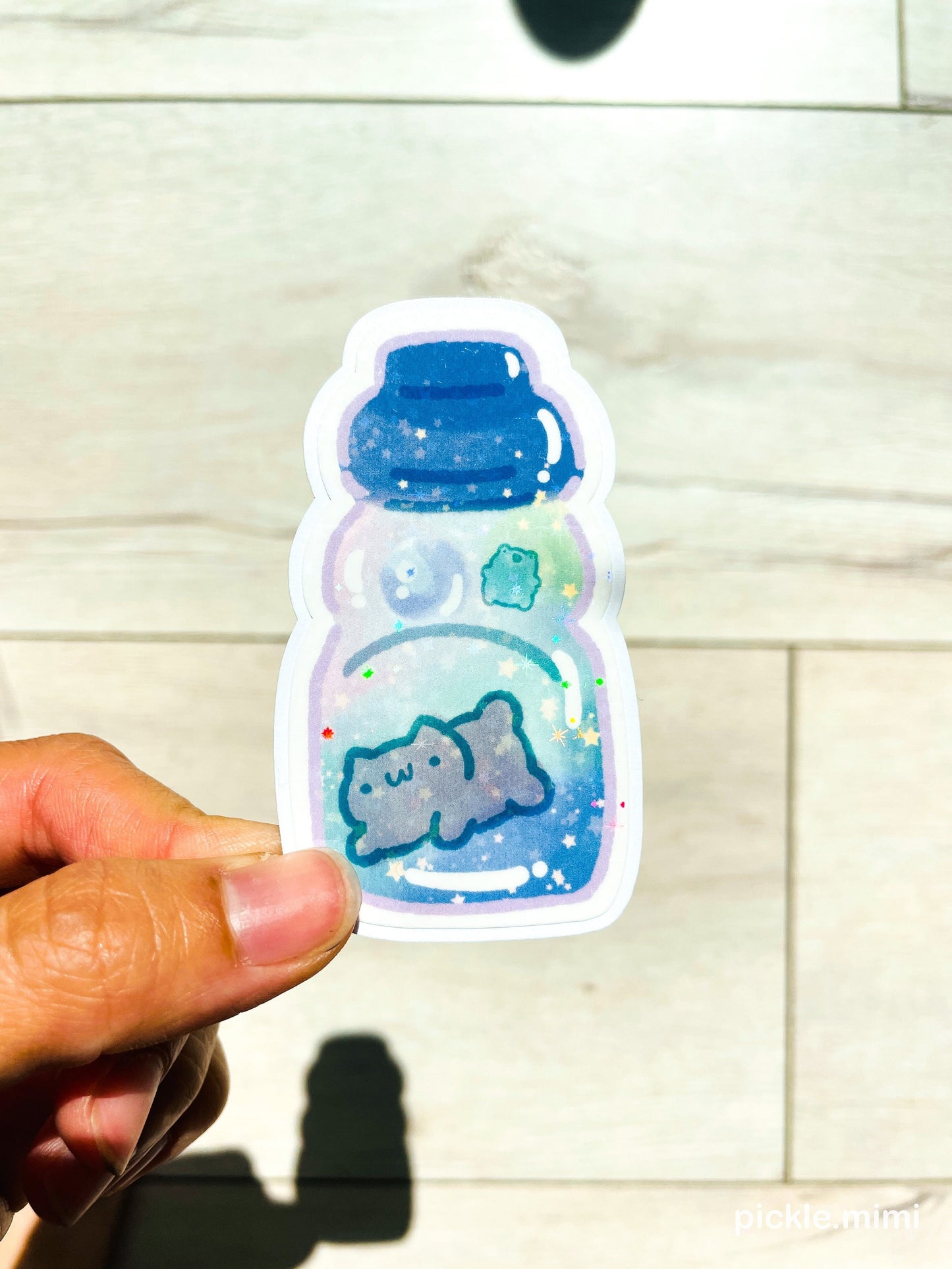 Ramune Cat Sparkly Vinyl Sticker