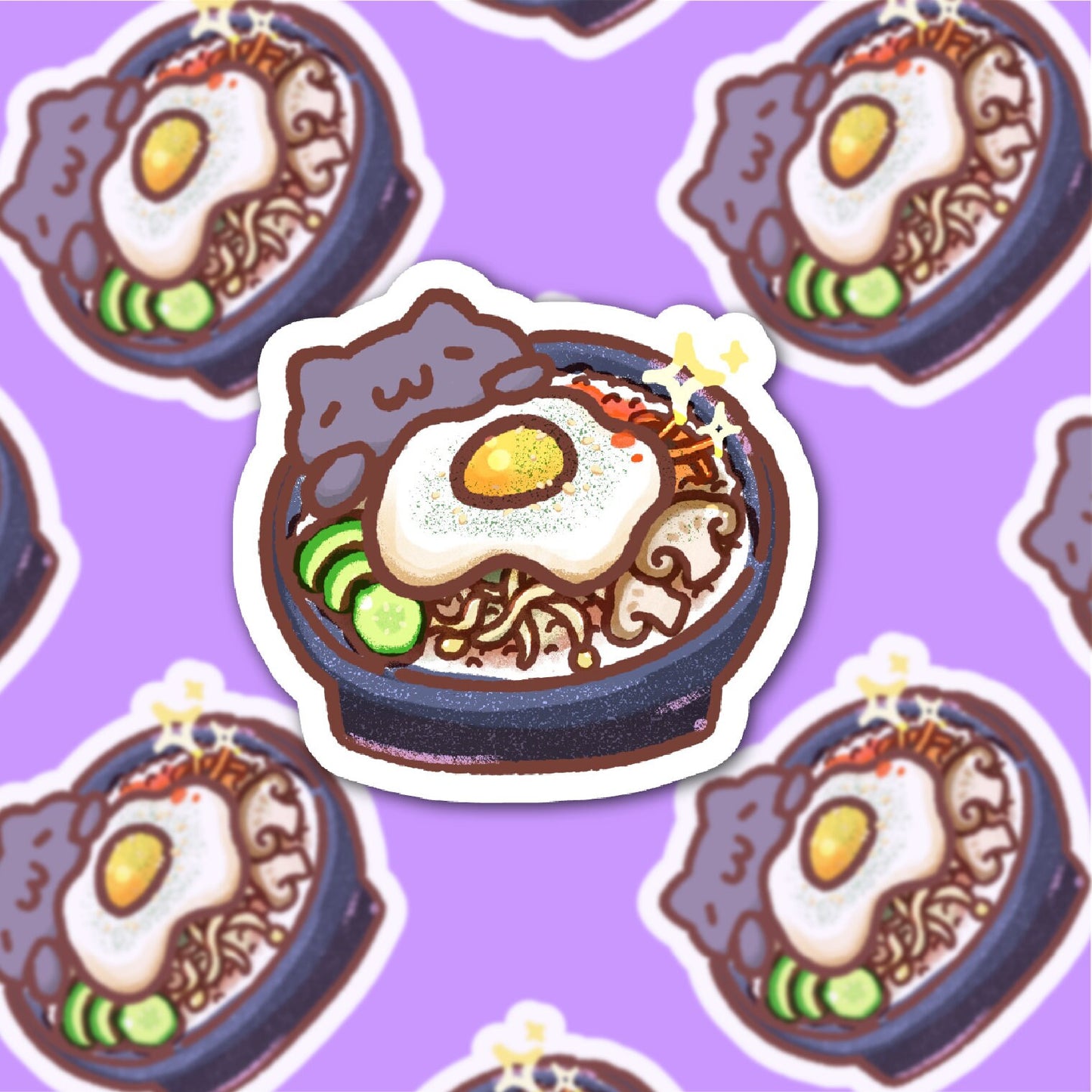 Bibimbap Cat Korean Food Sticker