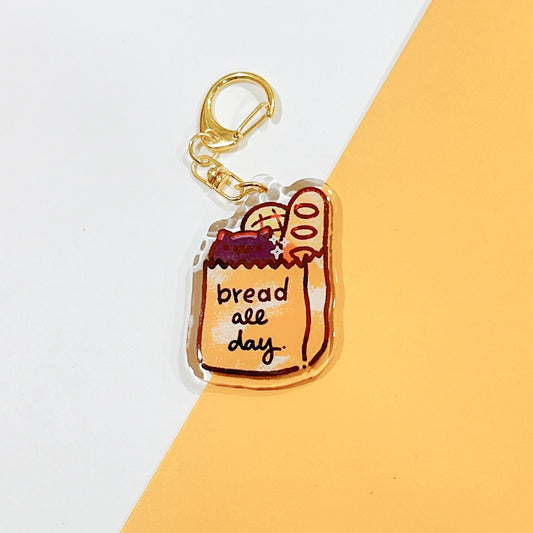 Bread All Day Cat Keychain