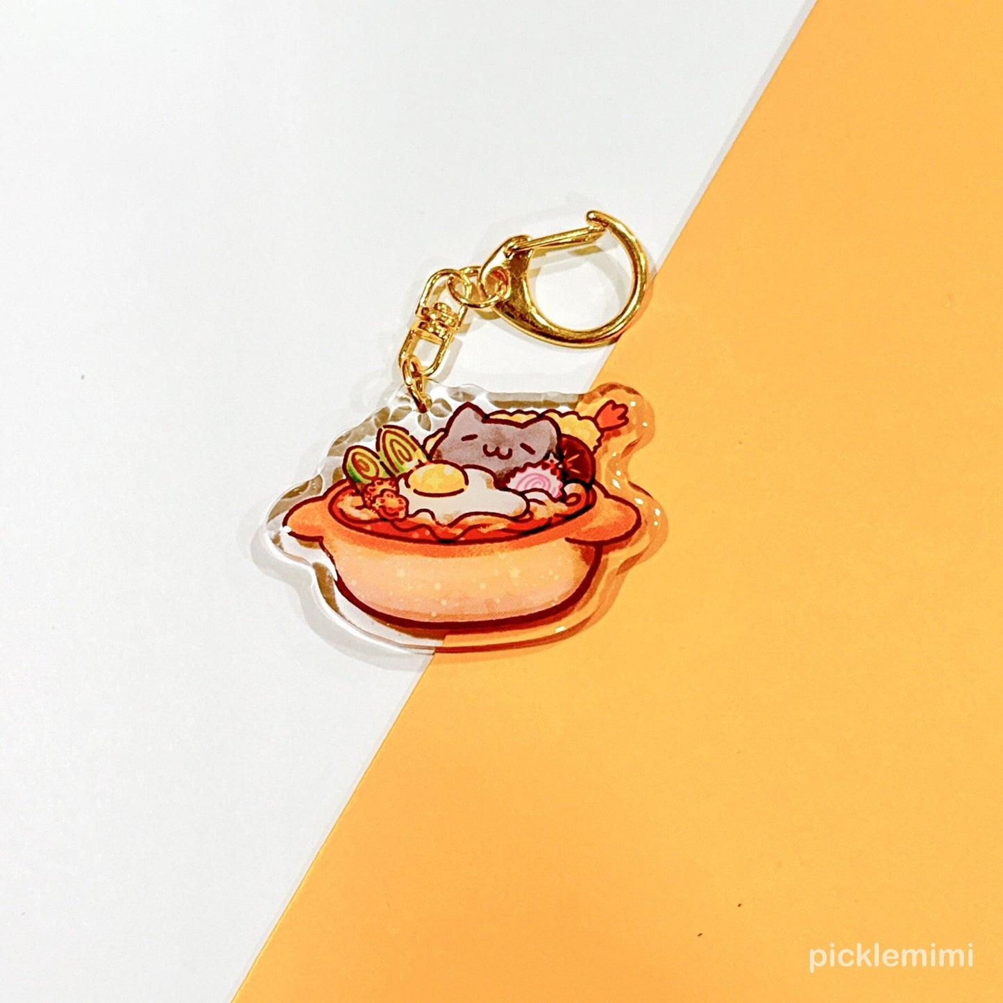 Udon Noodle Hot Pot Cat Keychain