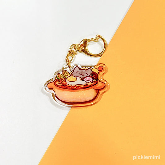 Udon Noodle Hot Pot Cat Keychain