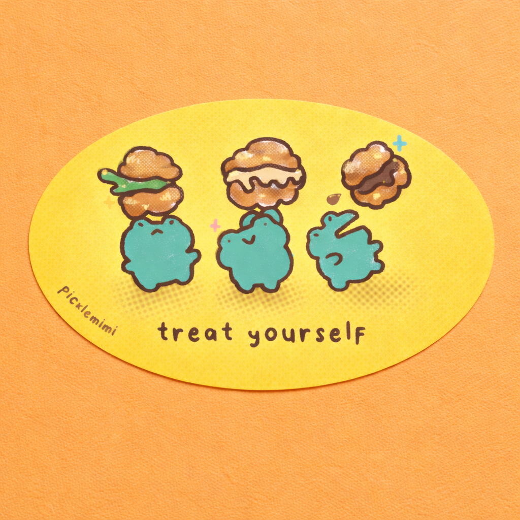 Treat Yourself Puff Frog Vinyl Sticker