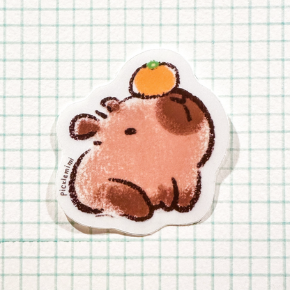 Capybara with Orange - Clear Finish