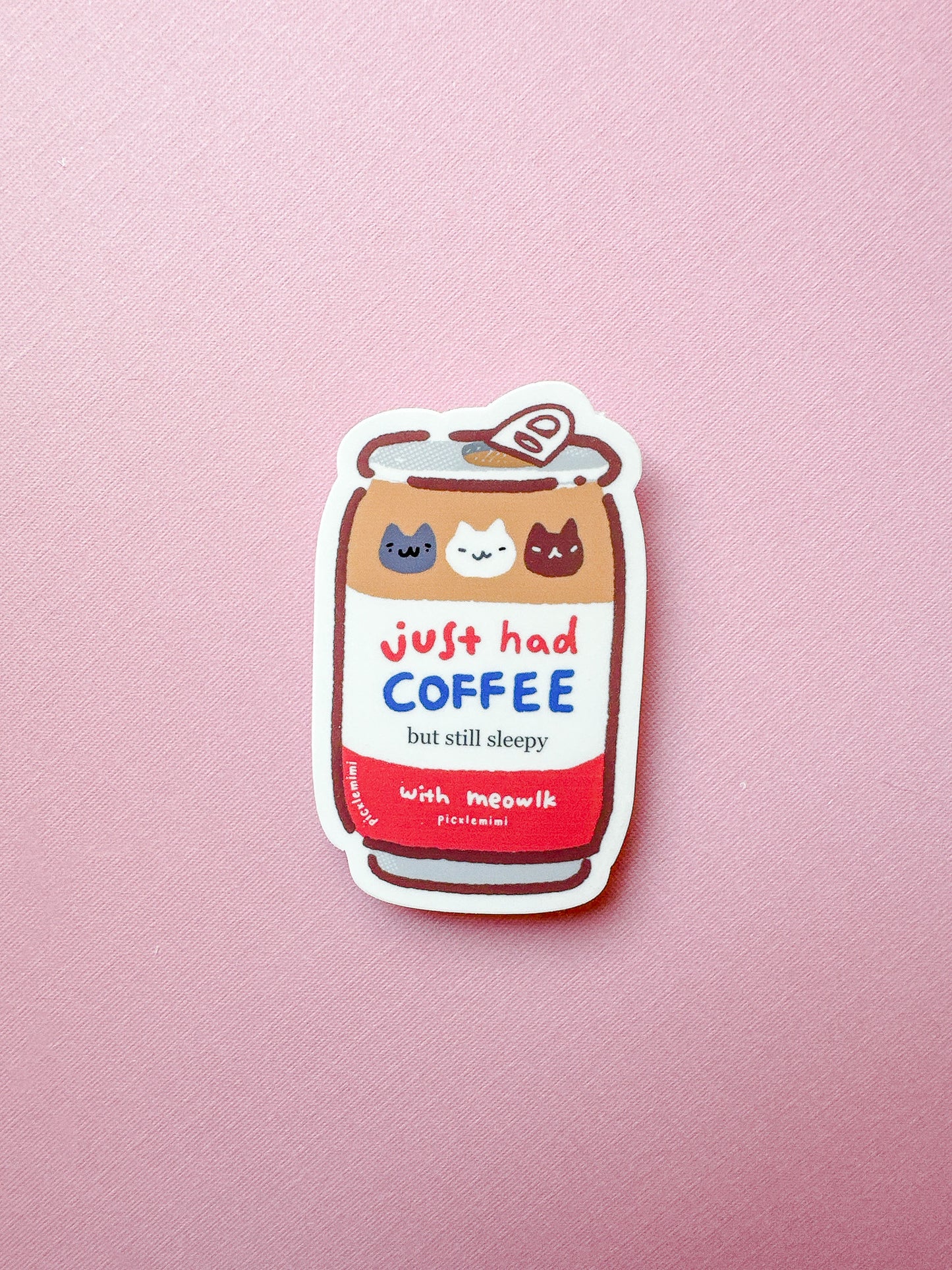 Still Sleepy Coffee Can Cat Drink Vinyl Sticker