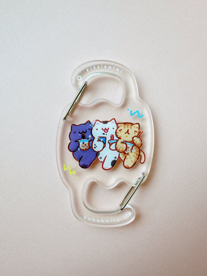 Boba Cat Friends Carabiner Clips
