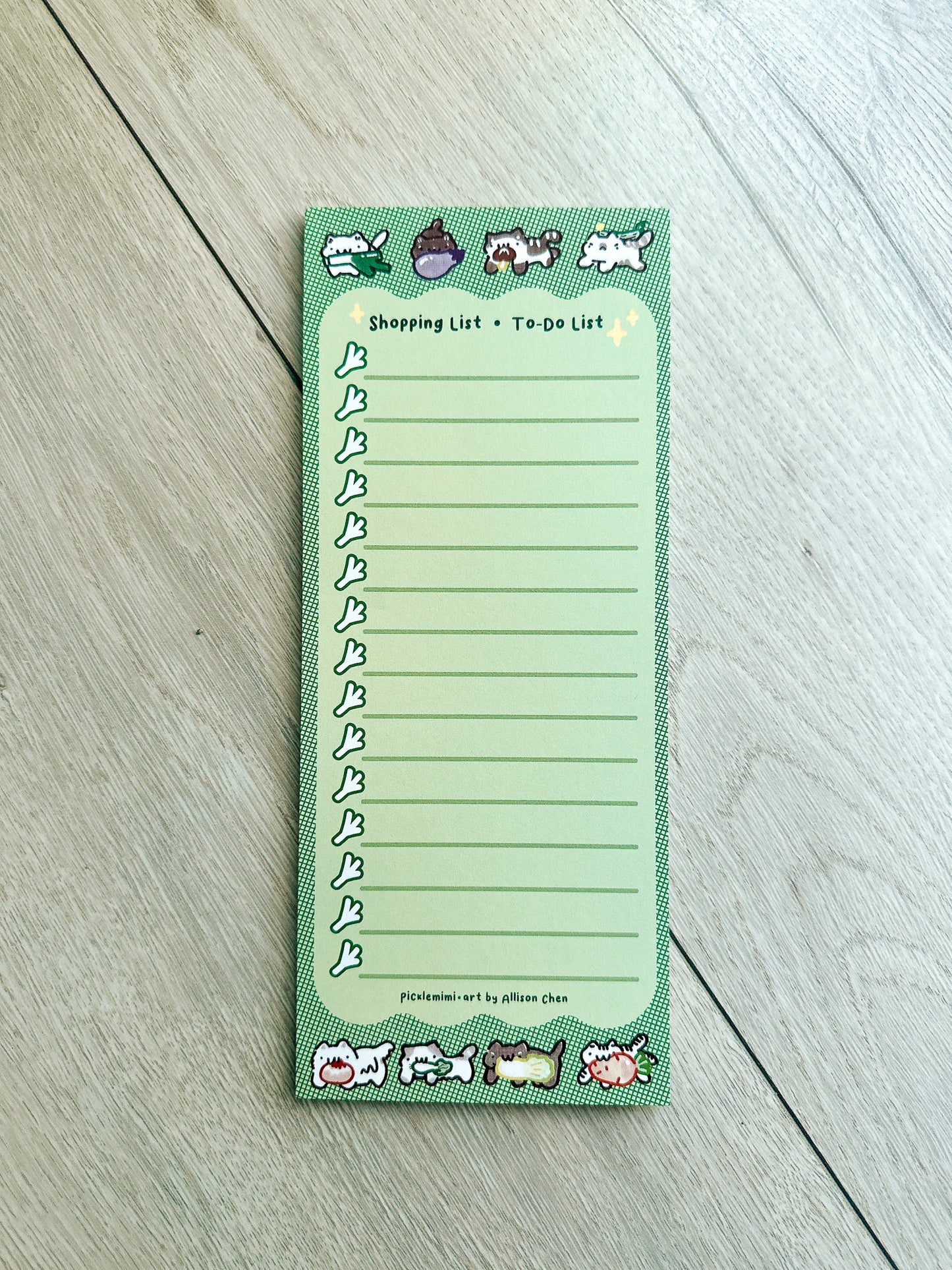 Veggie Cat Shopping Check List Notepad