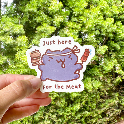 Just Here for the Meat Cat Vinyl Sticker