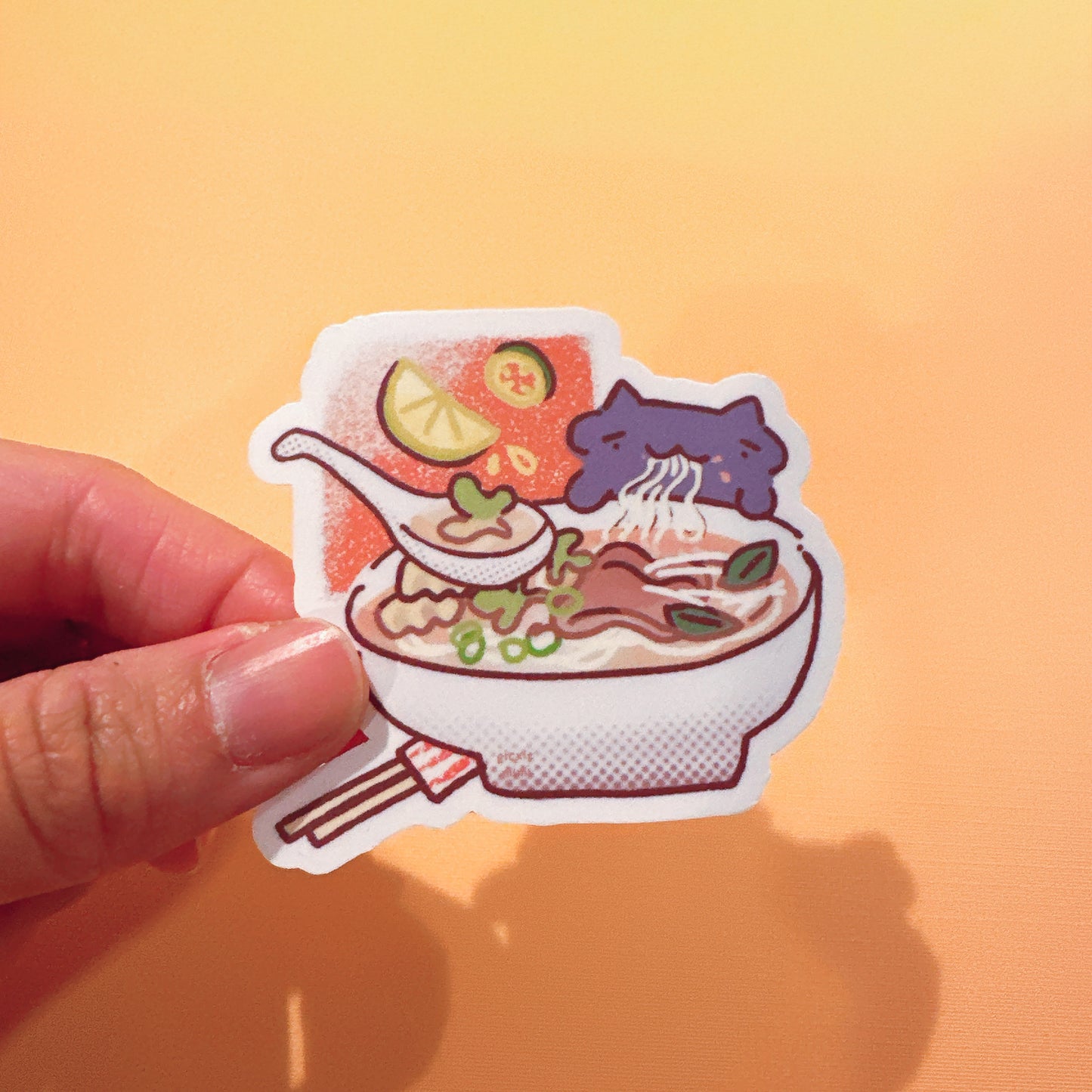 Pho Cat Vinyl Sticker