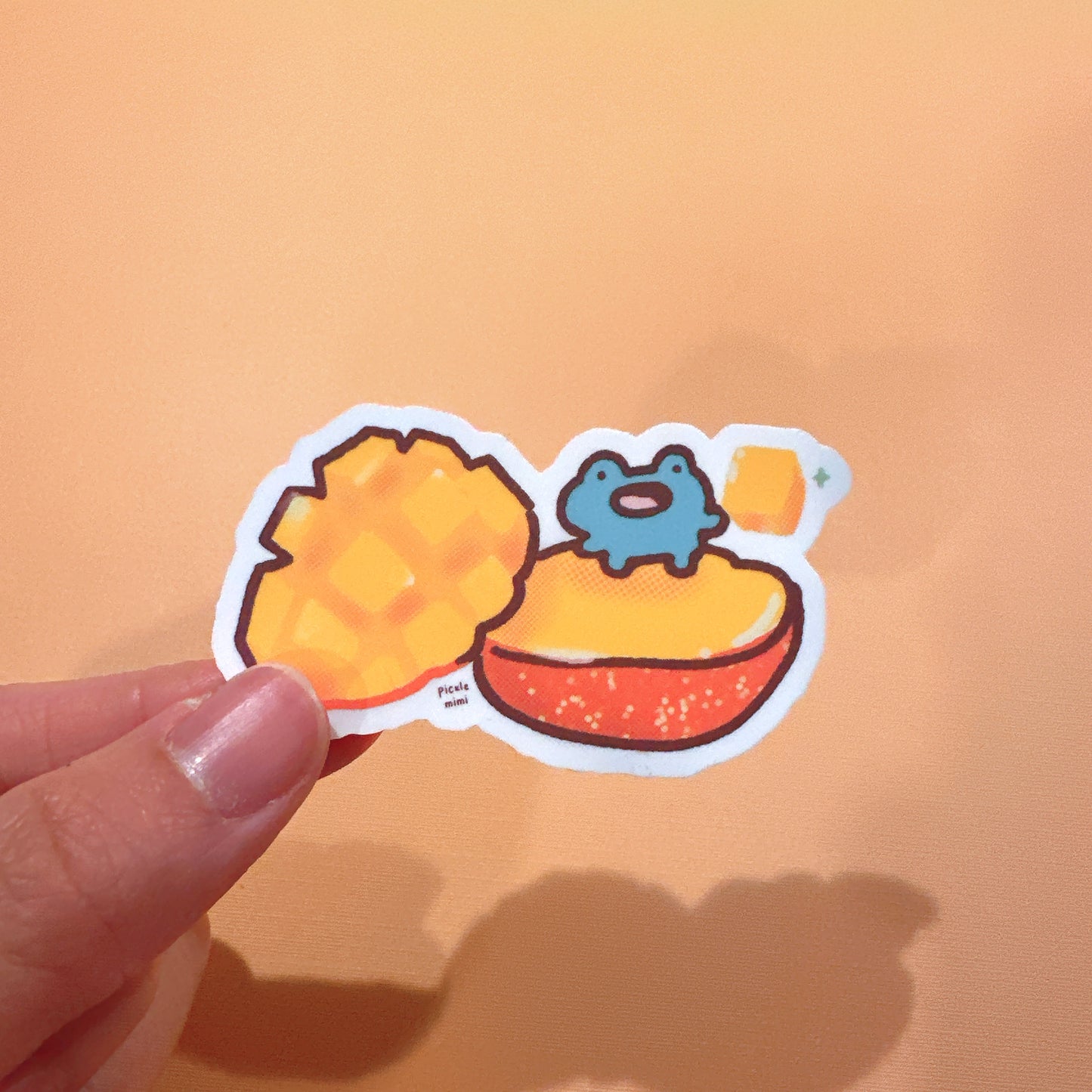 Frog Cut Fruit Mango Vinyl Sticker