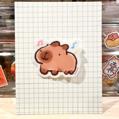 Running Capybara Vinyl Sticker - Clear