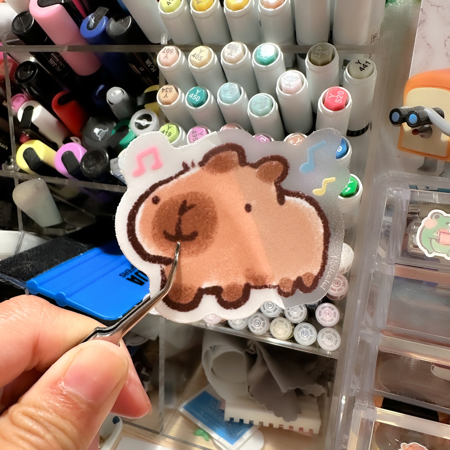 Running Capybara Vinyl Sticker - Clear