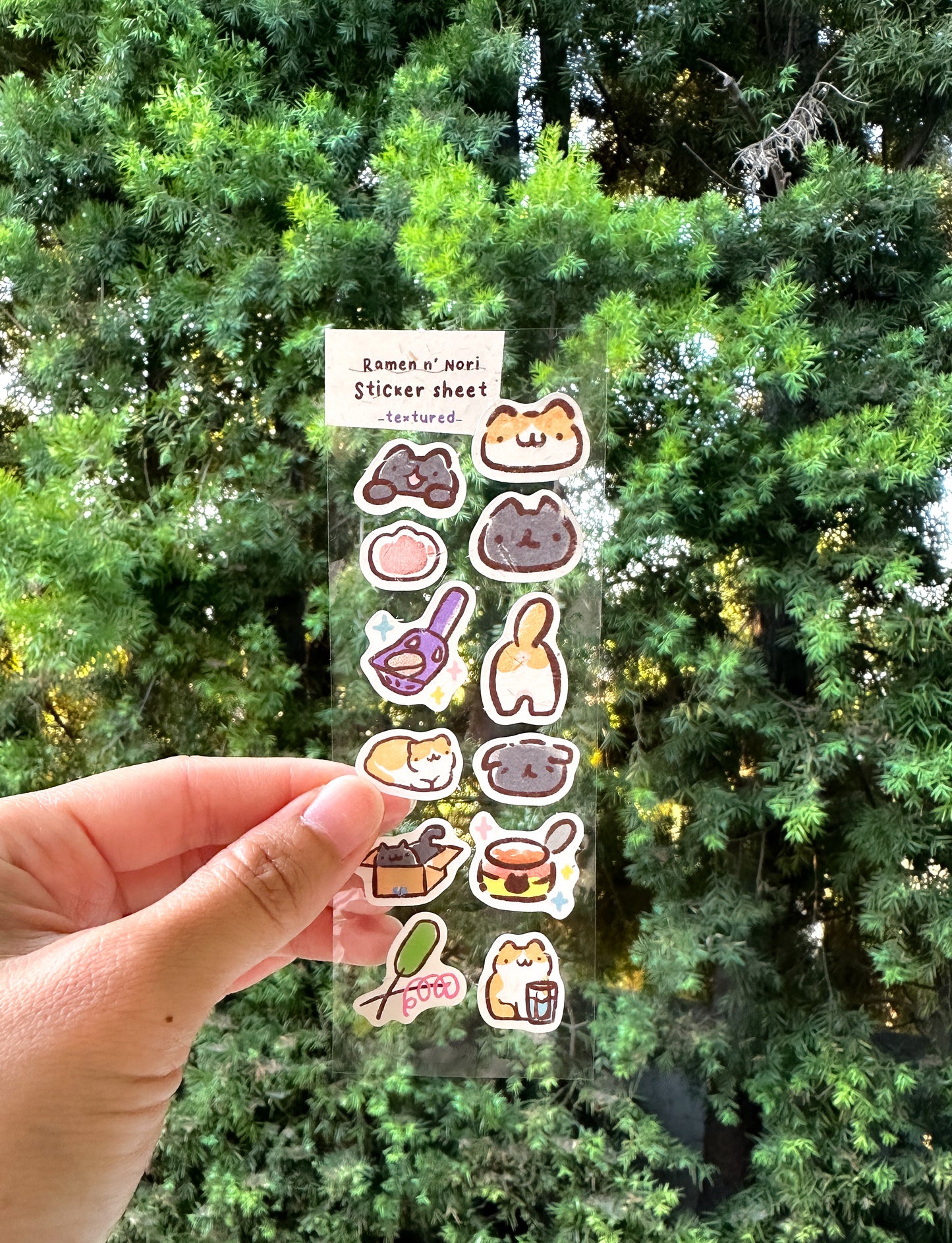 Ramen & Nori Cat Mini Sticker Sheet- Textured