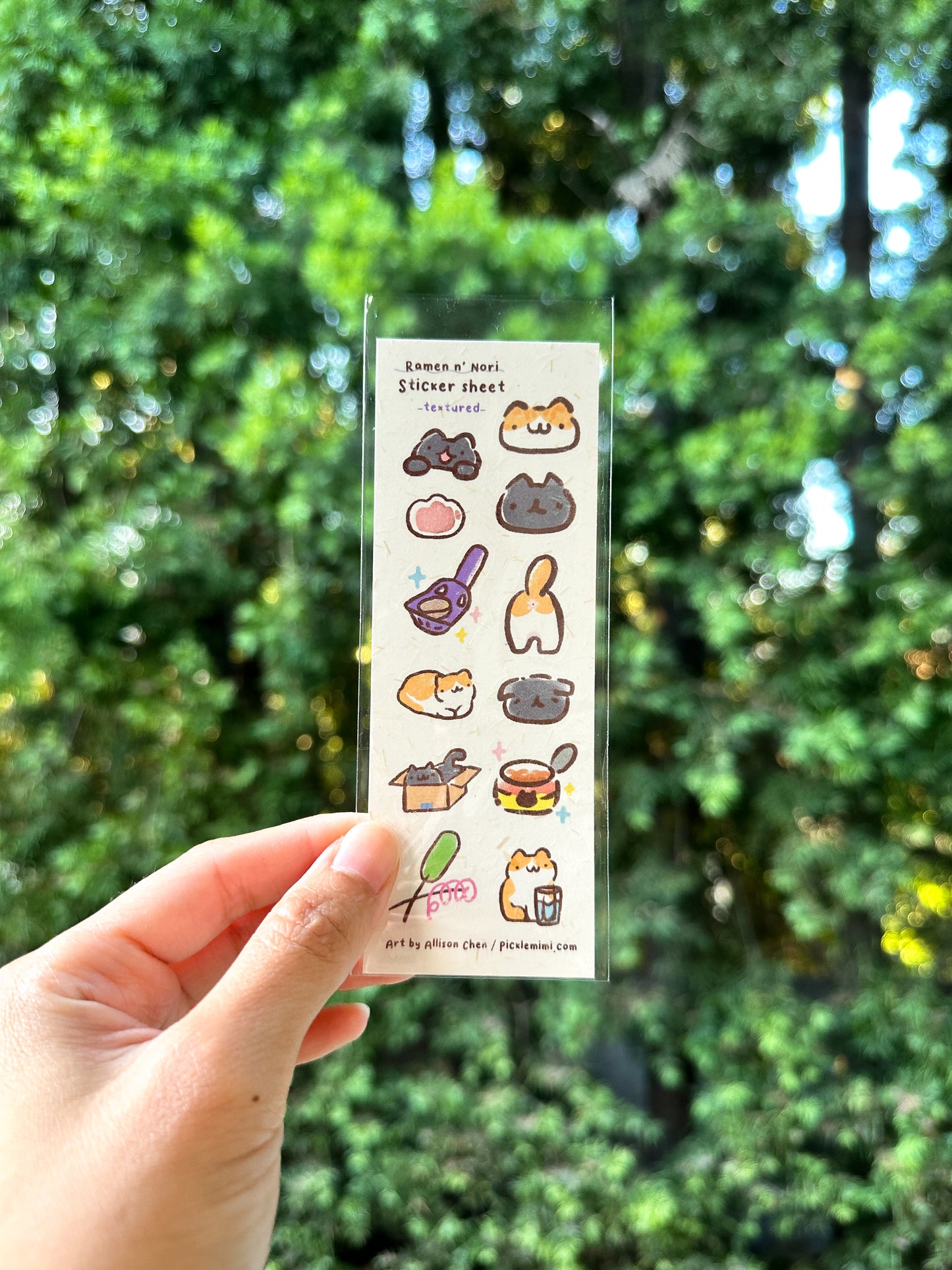 Ramen & Nori Cat Mini Sticker Sheet- Textured