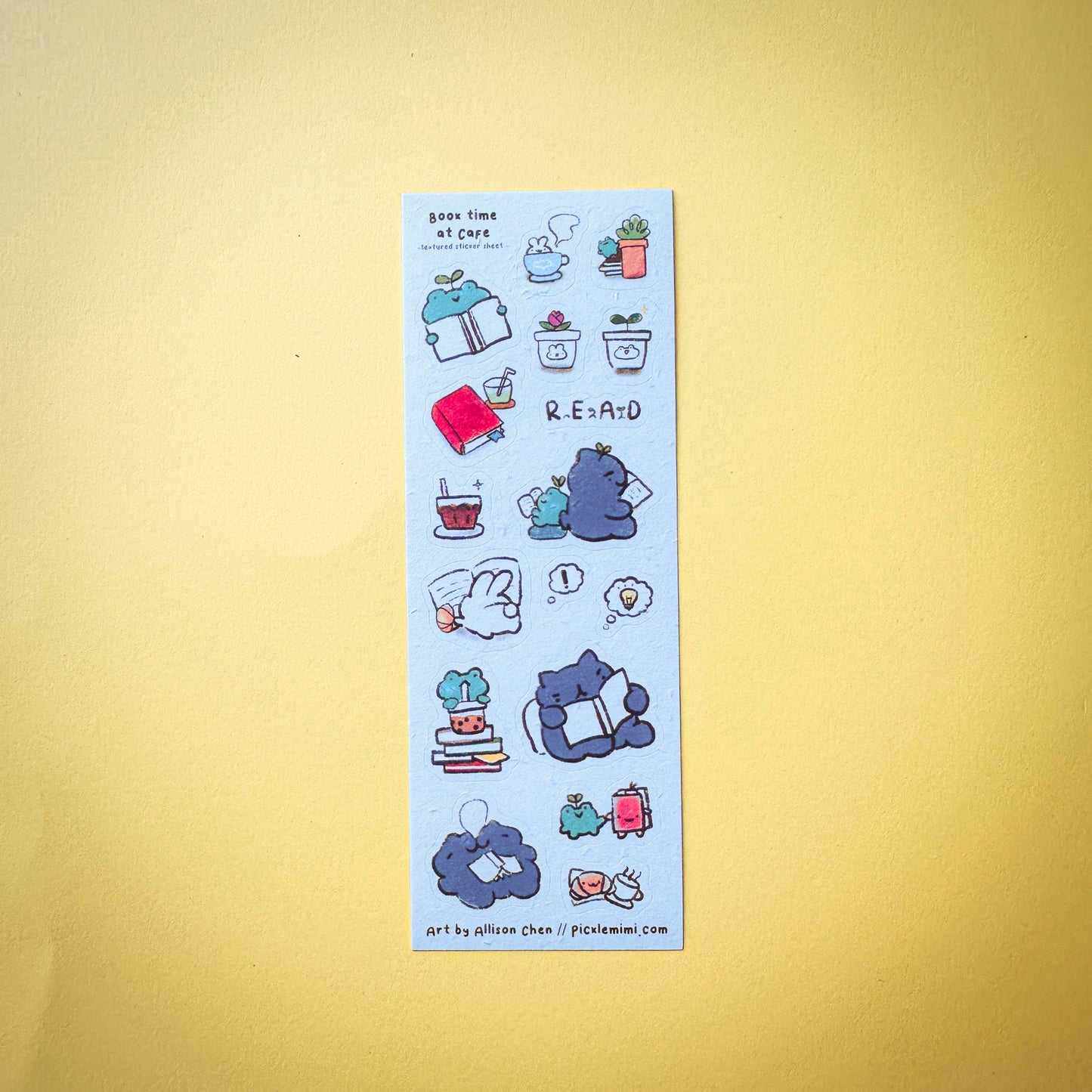 Book Time at Cafe Textured Sticker Sheet