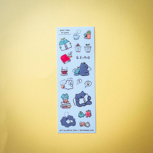 Book Time at Cafe Textured Sticker Sheet