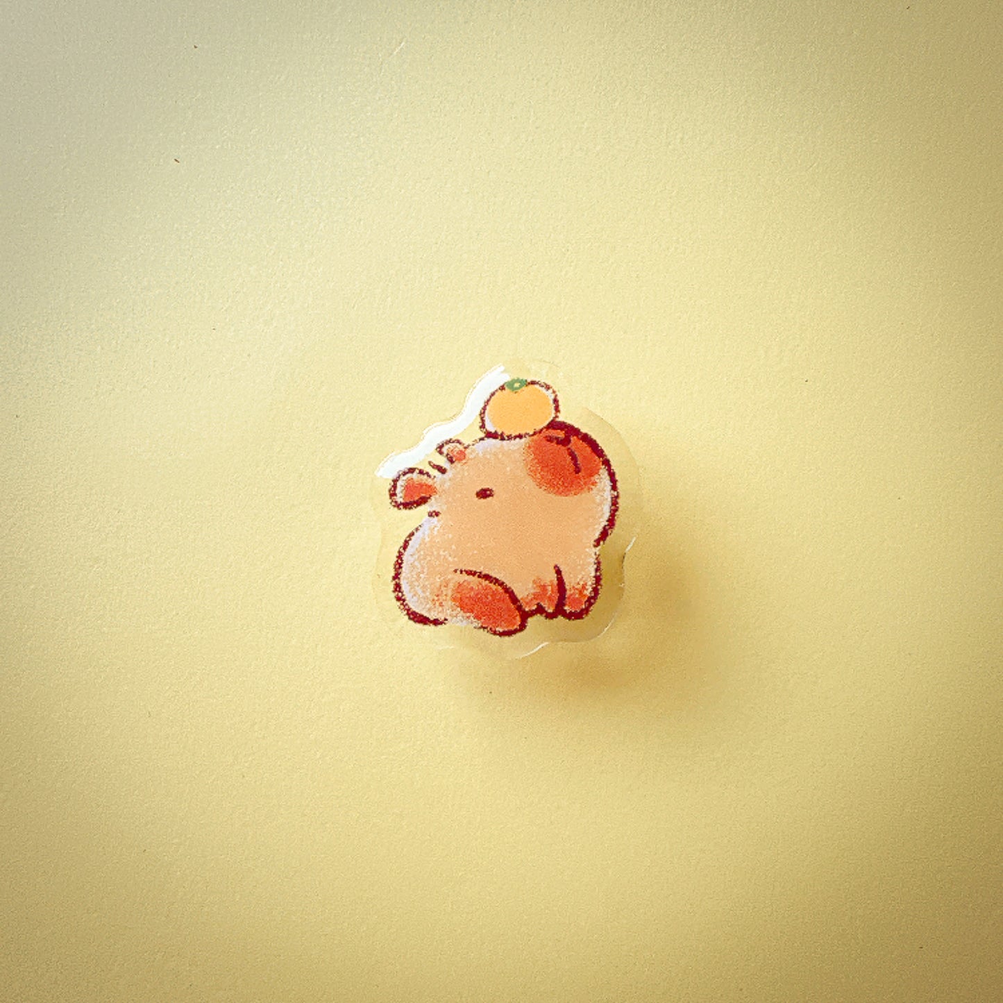 Orange Capybara Acrylic Pin