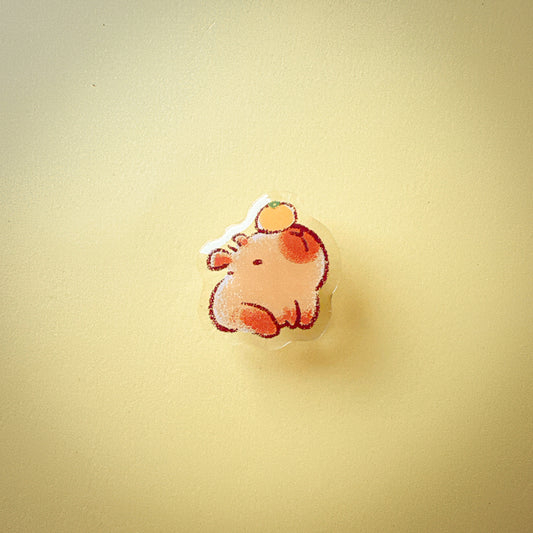 Orange Capybara Acrylic Pin