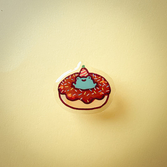 Birthday Donut Frog Acrylic Pin