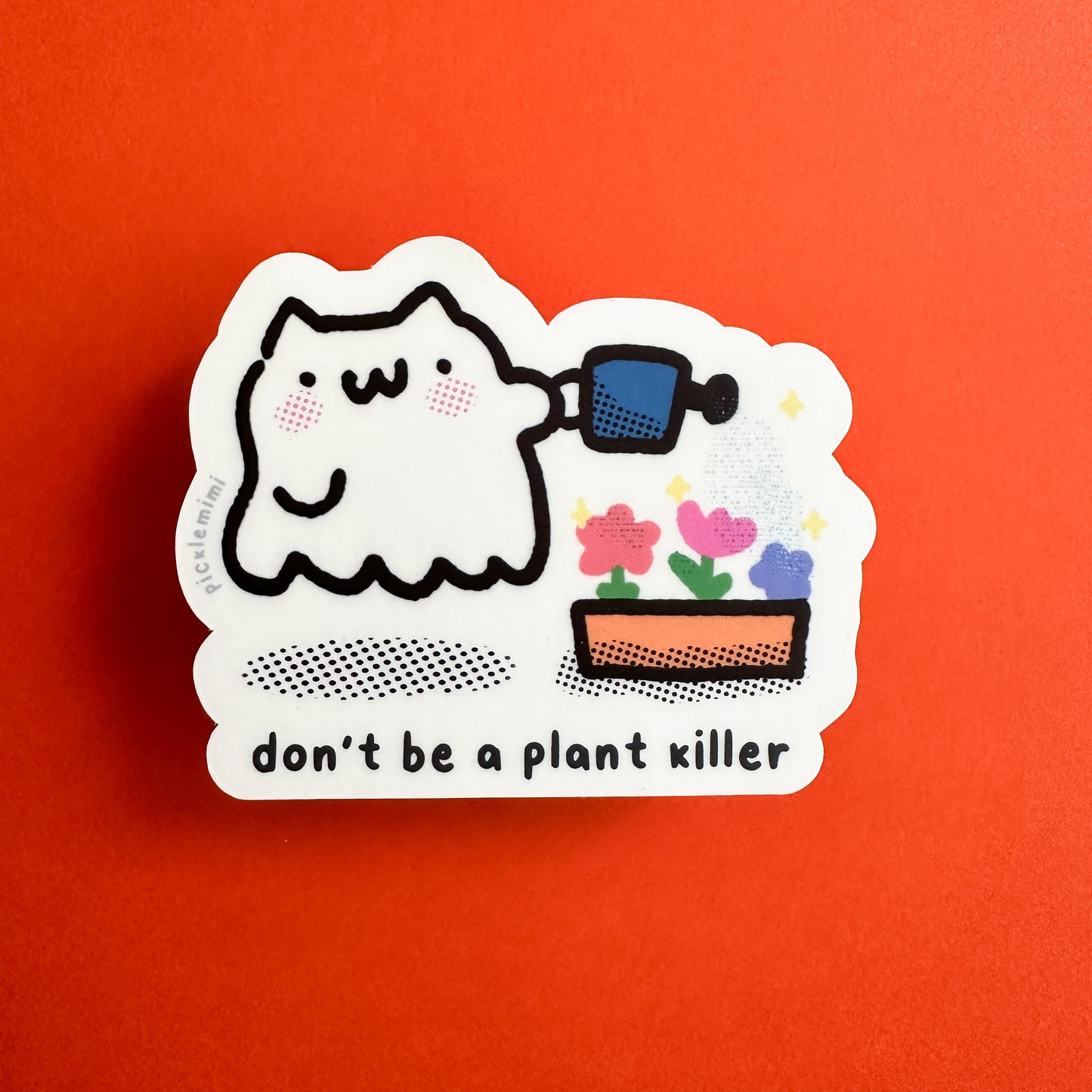 Ghost Kitty Plant Killer Sticker