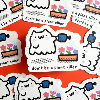 Ghost Kitty Plant Killer Sticker