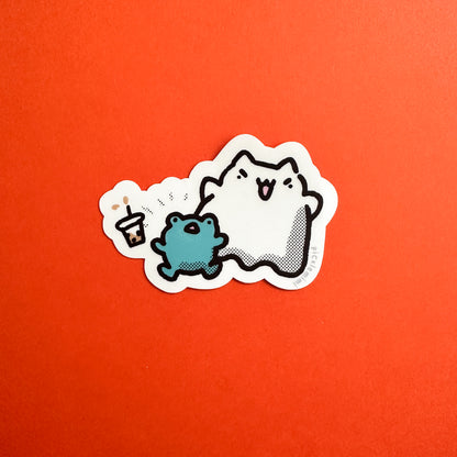 Ghost Kitty Boo Boba Sticker