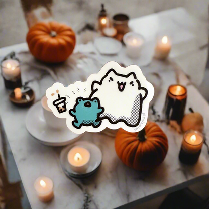 Ghost Kitty Boo Boba Sticker