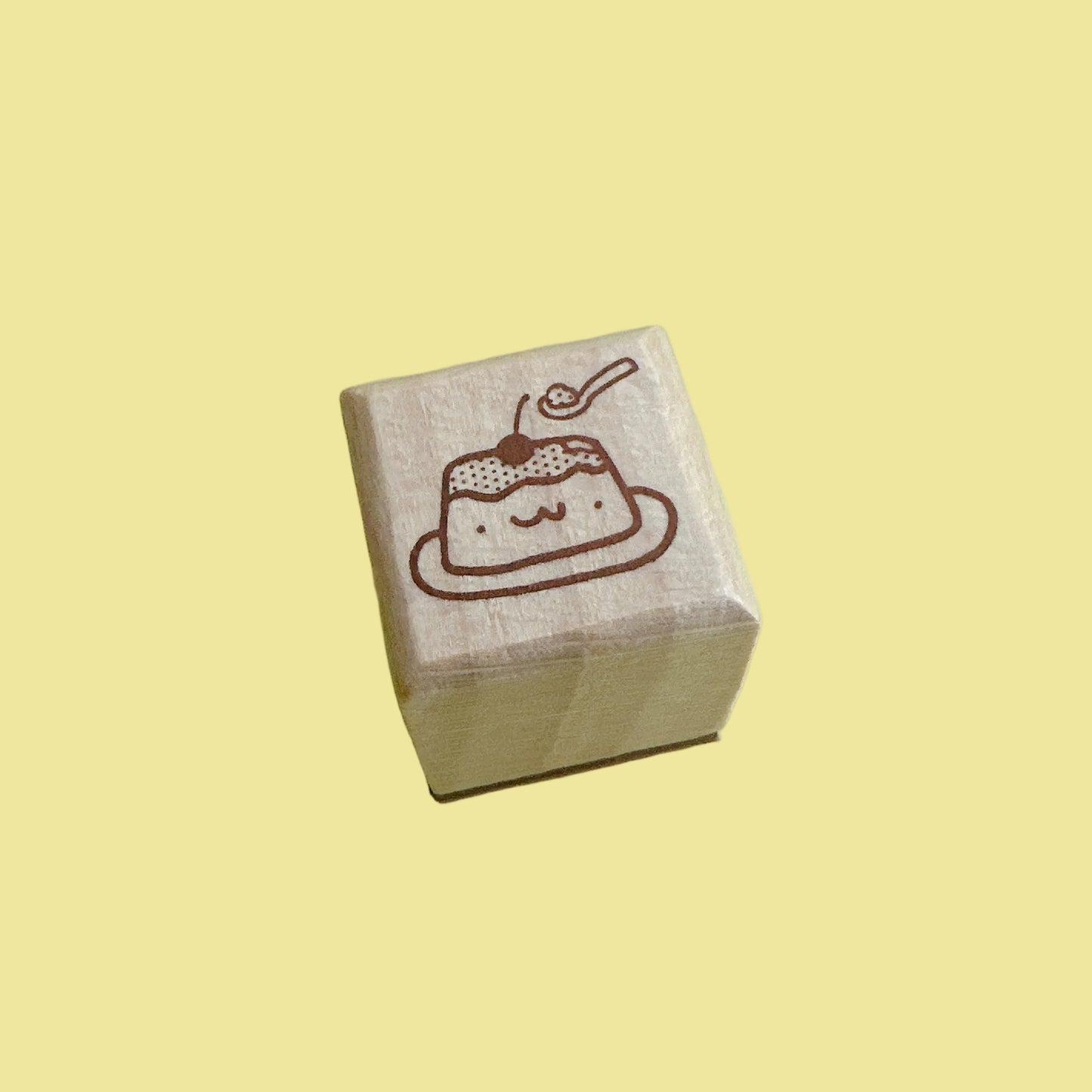 Flan Purin Mini Wooden Rubber Stamp