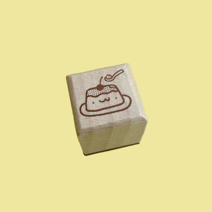 Flan Purin Mini Wooden Rubber Stamp