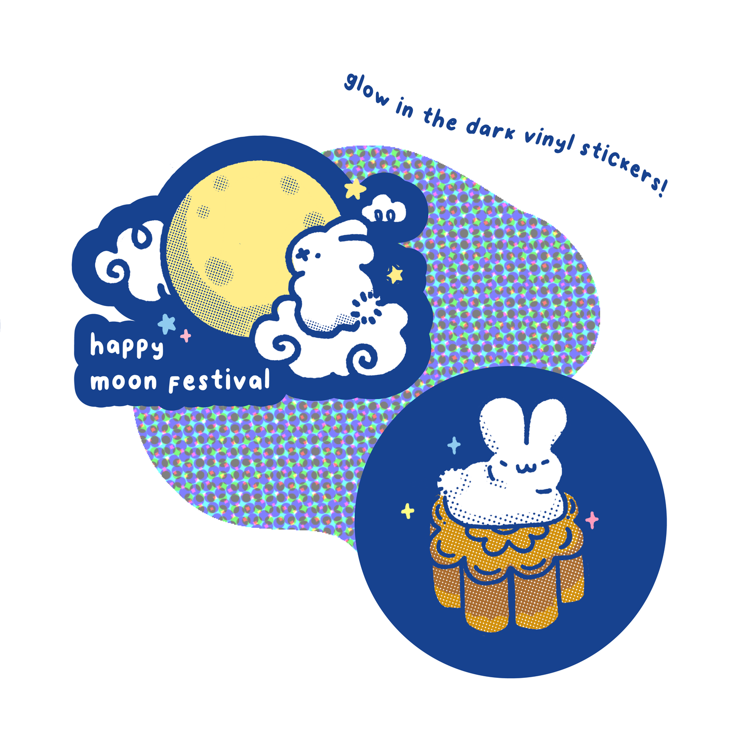 Moon Festival Bunny Stickers - Glow in dark