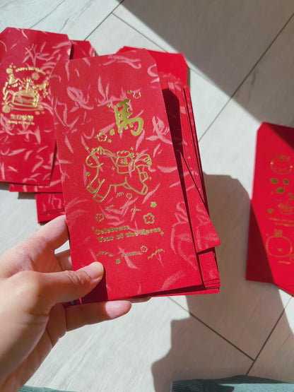 LNY Mandarin Tangerine Gold Foil Red Envelopes Pack