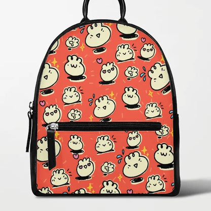 Faux Leather Mini Backpack - Bao/Red