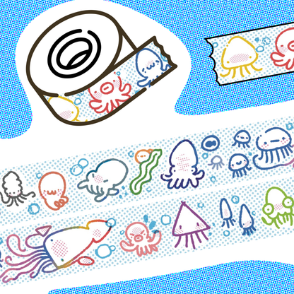 Squid Friends Washi Tape - 15mm
